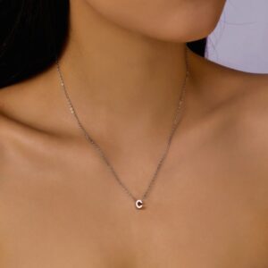 Κολιέ αρχικού γράμματος από ανοξείδωτο χάλυβα C