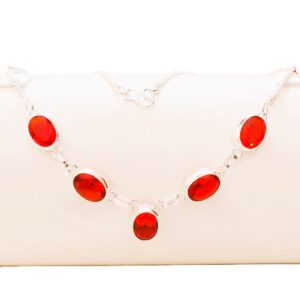 SILVER JEWELRY NECKLACE RED GARNET 925 HANDMADE