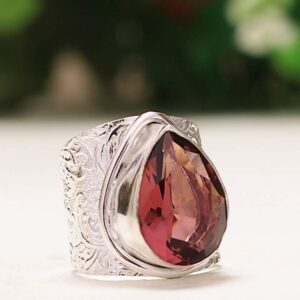 SILVER JEWELRY RING  PINK AMETHYST 925 HANDMADE