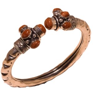 SILVER BRACELET CUFF  ASTOUNDING SUNSTONE GEMSTONE 925 HANDMADE 