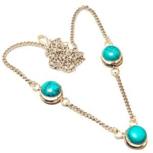 STERLING SILVER 15 GM NECKLACE BLUE TIBETIAN TURQUOISE GEMSTONE 925 
