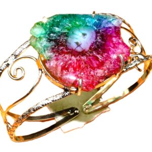 STERLING SILVER BANGLE MULTI COLOR SOLAR QUARTZ 925 STERLING SILVER