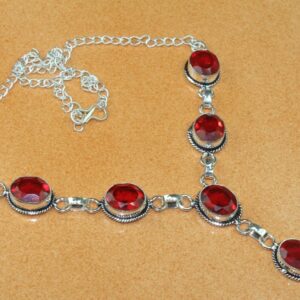 Silver Necklace Gorgeous Faceted Garnet Love Gifted .925 