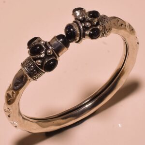 SILVER BRACELET CUFF  BLUE SUNSTONE GEMSTONE 925 HANDMADE SILVER BRACELET CUFF 