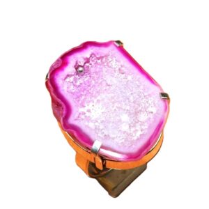 RING SHINE ROUGH AGATE DRUZY  925 STERLING SILVER SIZE-7'' 